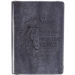Be Strong and Courageous, Lion, Journal, LuxLeather, Black