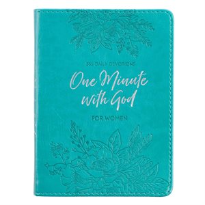 One Minute with God for Women Devotional, LuxLeather Turqoise