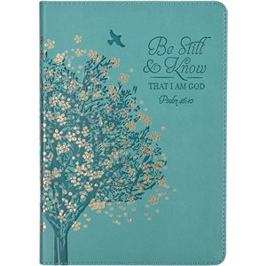 Be Still And Know Faux Leather Journal, Floral Tree
