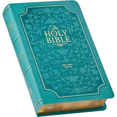 KJV Giant-Print Bible--soft leather-look, teal (indexed)