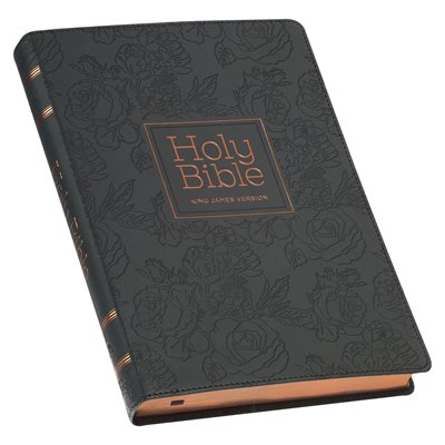 KJV Large-Print Thinline Bible--soft leather-look, black