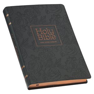 KJV Large-Print Thinline Bible--soft leather-look, black