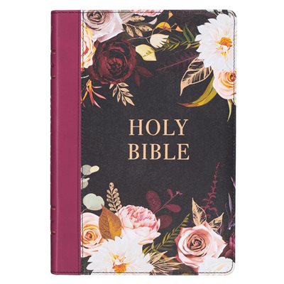 KJV Large-Print Thinline Bible--soft leather-look, burgundy Floral KJV Large-Print Thinline Bible--soft leather-look, burgundy Floral
