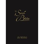 La Sainte Bible d’étude NEG, version nouvelle édition de Genève, avec commentaires de John MacArthur Couverture souple noire, cuir véritable, tranche dorée, onglets, avec boîtier