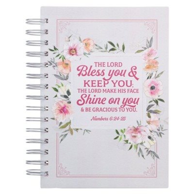 Bless You Wirebound Journal, Floral Stripes