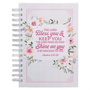 Bless You Wirebound Journal, Floral Stripes